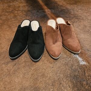 Stylish Black & Brown Mules Old Navy Sz 6 Boho Western Chic Modern Neutrals